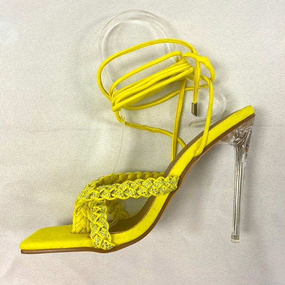 Yellow Lace Up Heels - Picture 3 of 3